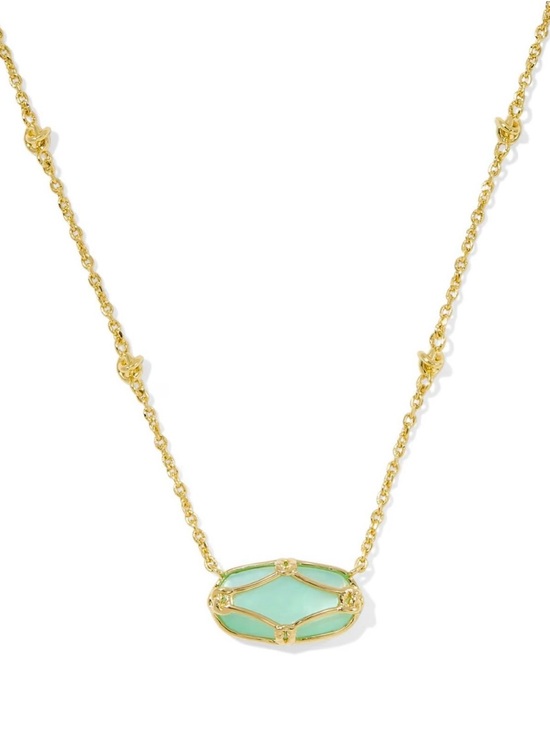 Kendra Scott Jewelry - Kendra Scott Elisa Lattice Frame Gold Pendant in mint Green Mother of Pearl